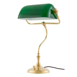 New Karlskrona Lampfabrik Bankirlamp table lamp, brass-green GreenGold-coloured