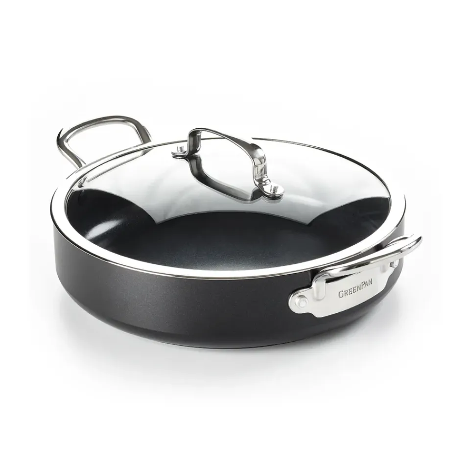 Saucier & Sauté Pans^GreenPan Barcelona sauce pan with lid, 30 cm Black