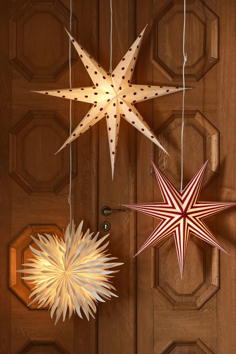 Christmas Stars|Window Lights^Scandi Living Bare advent star white-red dots, 80 cm WhiteRed