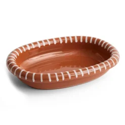 Serving Platters & Dishes^HAY Barro oval serving plate, Natural with stripes, small 20x27,5 cm White