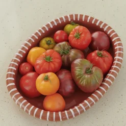Serving Platters & Dishes^HAY Barro oval serving plate, Natural with stripes, large 27x36 cm White