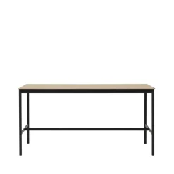 Muuto Base high bar table, Oak, black legs, plywood edge, b85 l190 h95 Beige