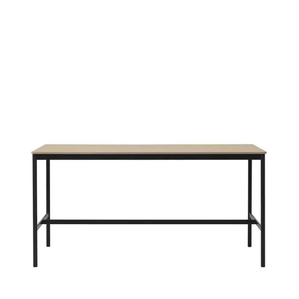 Muuto Base high bar table, Oak, black legs, plywood edge, b85 l190 h95 Beige