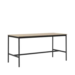 Muuto Base high bar table, Oak, black legs, plywood edge, b85 l190 h95 Beige