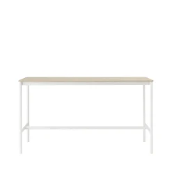 Muuto Base high bar table, Oak, white legs, plywood edge, b85 l190 h105 Beige