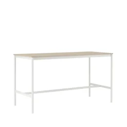 Muuto Base high bar table, Oak, white legs, plywood edge, b85 l190 h105 Beige