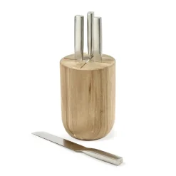 Knife Sets^Serax Base knife set with knife block, 5 pieces, Wood-steel grey Silver-coloured