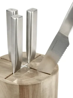 Knife Sets^Serax Base knife set with knife block, 5 pieces, Wood-steel grey Silver-coloured