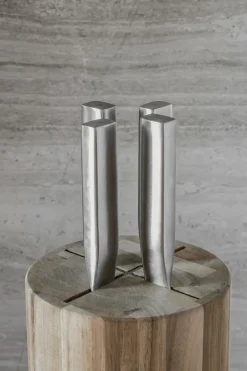 Knife Sets^Serax Base knife set with knife block, 5 pieces, Wood-steel grey Silver-coloured