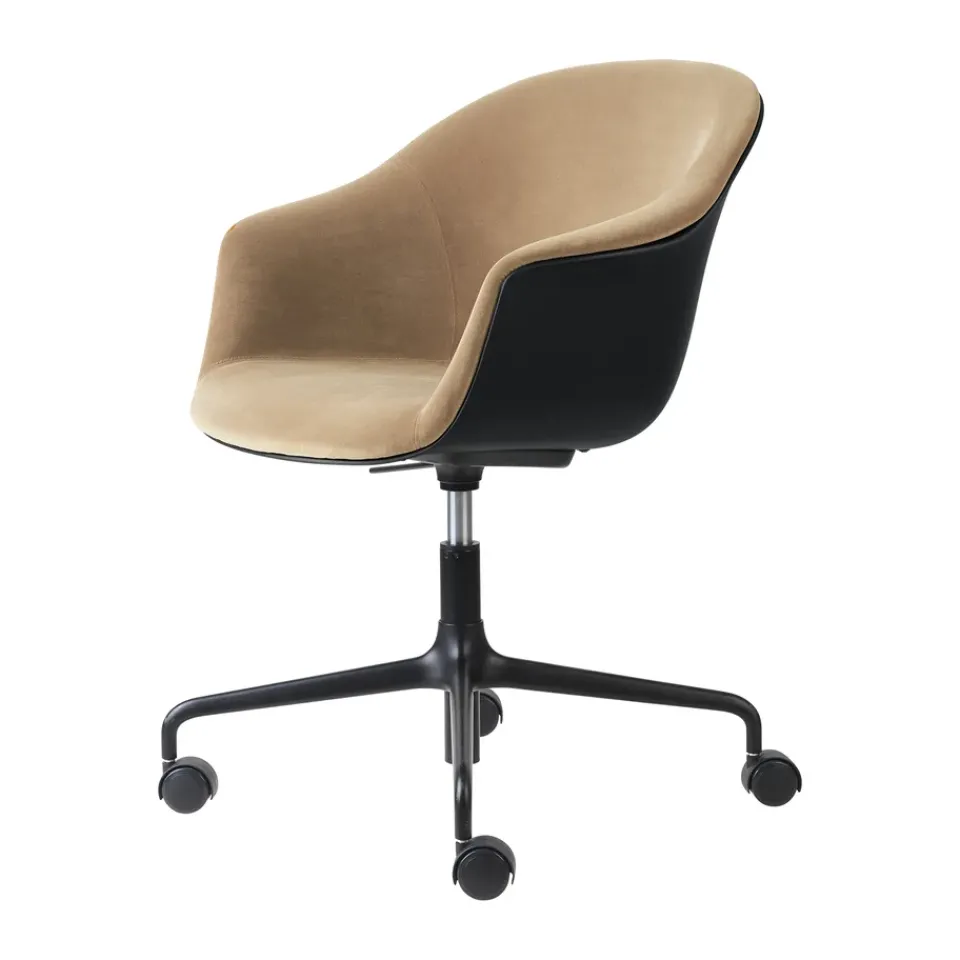 Sale GUBI Bat Meeting Chair office chair front upholstered, Dandy 905 dune-black-black Beige