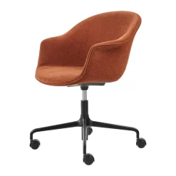 Office Chairs^GUBI Bat Meeting Chair office chair fully upholstered, Belsuede special FR dedar 133-black legs Orange