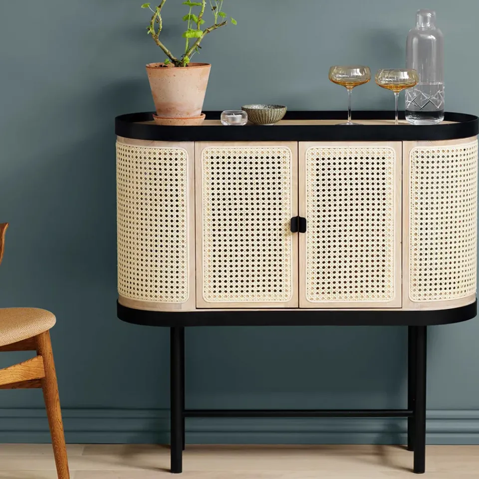 Online Warm Nordic Be My Guest bar cabinet, Rotting. White oiled oak. black steel stand Beige
