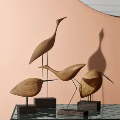 Wooden Figures^Warm Nordic Beak Bird decoration, Awake Snipe Brown