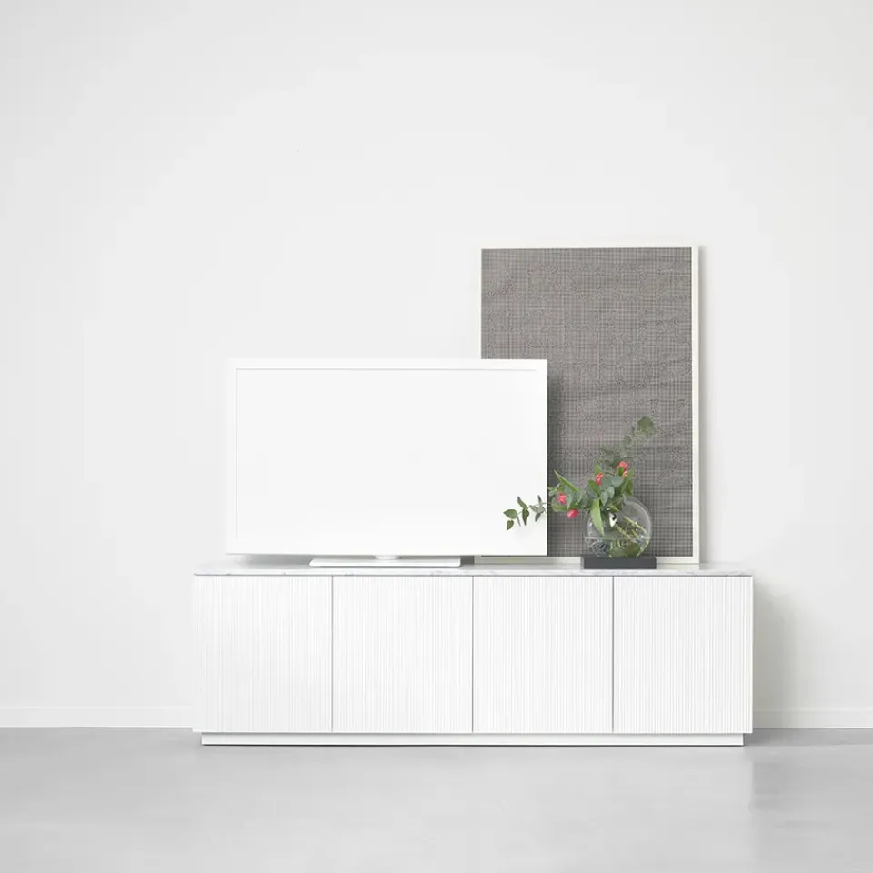 Clearance A2 Beam side table, Light , light stand, tabletop in carrara marble Grey