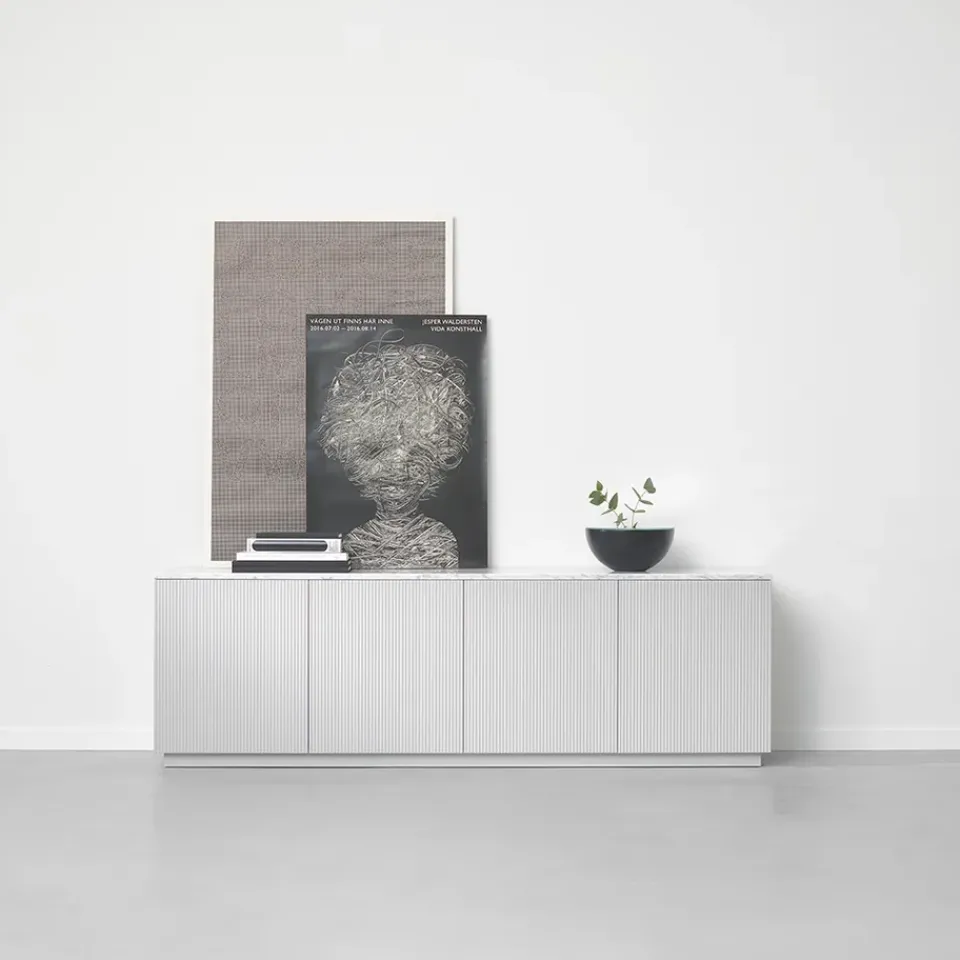Clearance A2 Beam side table, Light , light stand, tabletop in carrara marble Grey