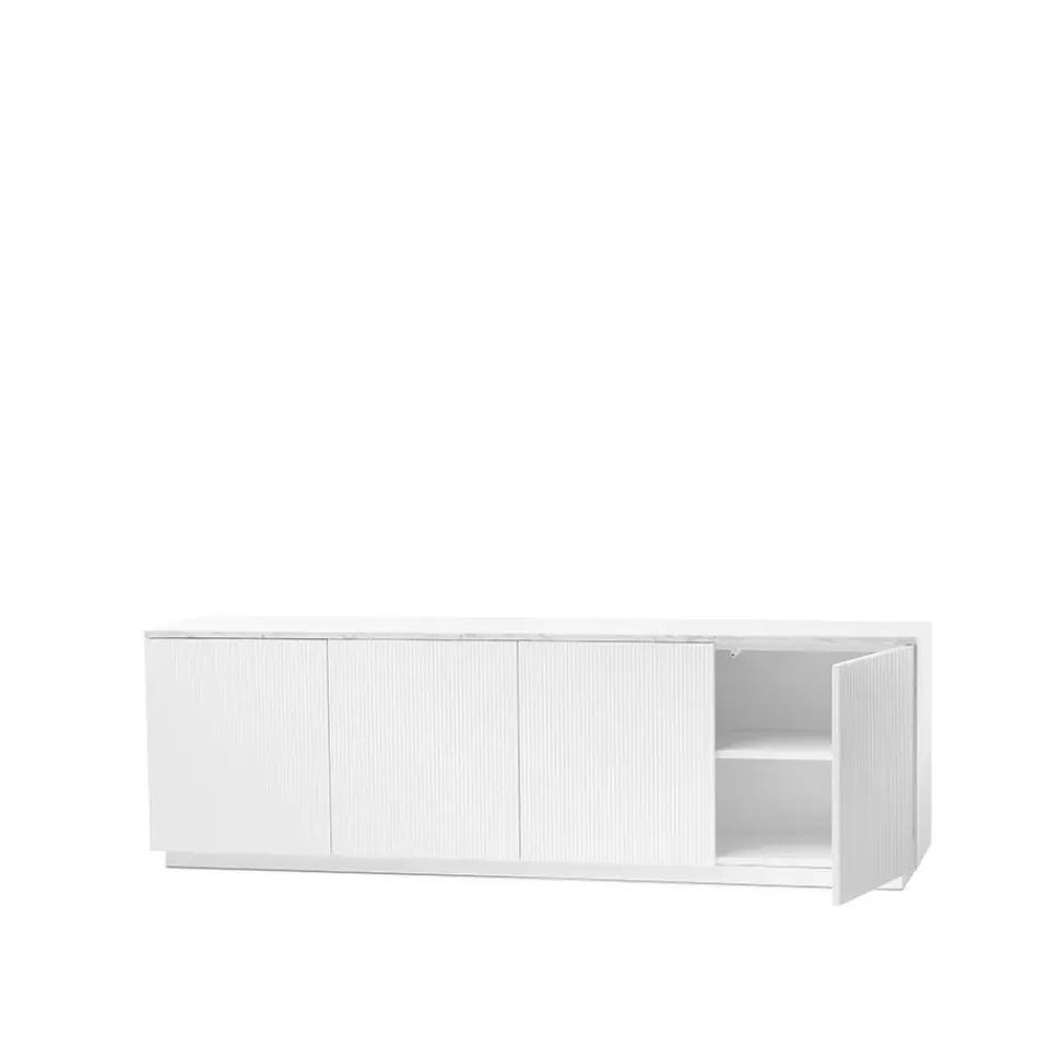 New A2 Beam side table, lacquer, base, tabletop in carrara marble White