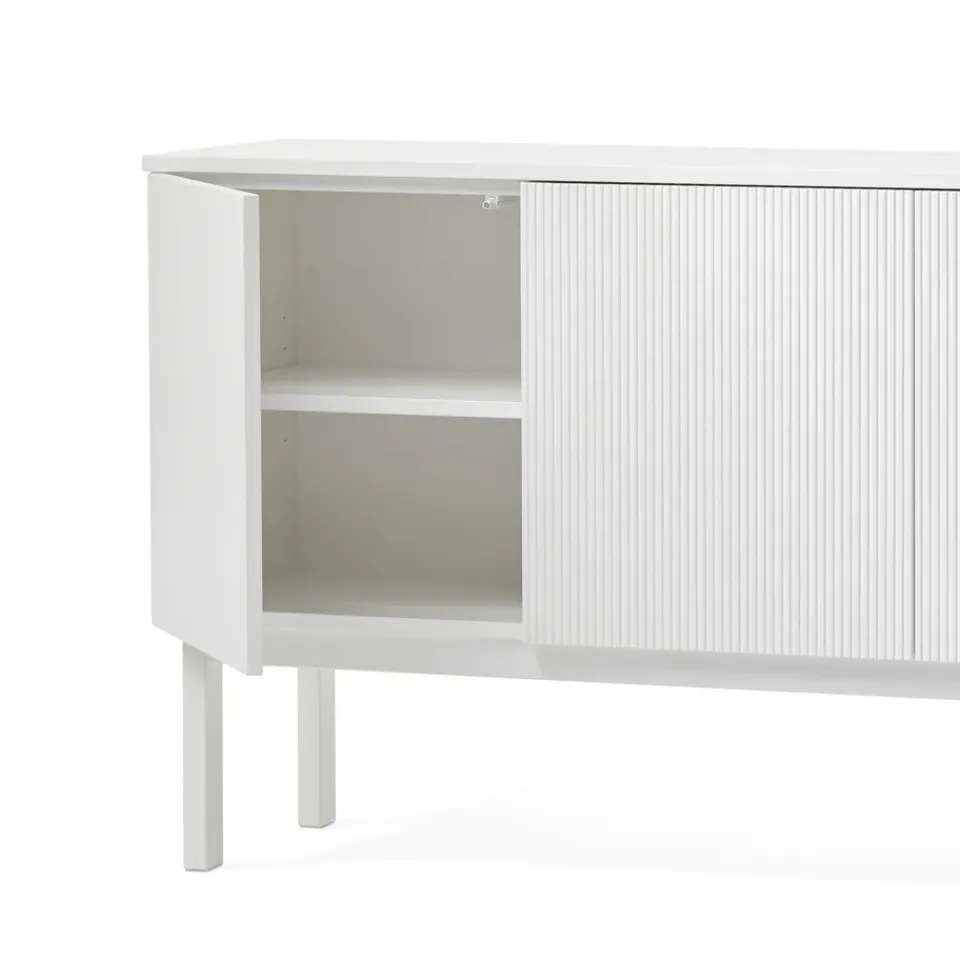 New A2 Beam side table, lacquer, base, tabletop in carrara marble White