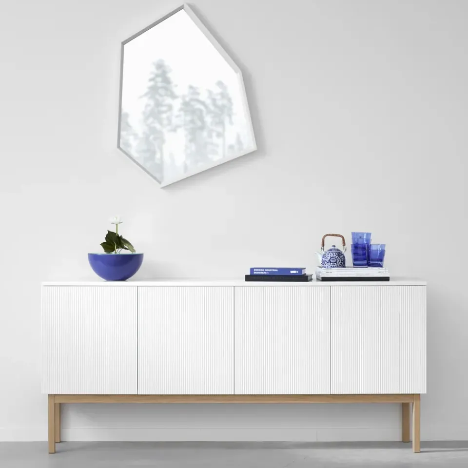New A2 Beam side table, lacquer, base, tabletop in carrara marble White