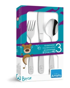 Children's Cutlery|Cutlery Sets^Amefa Bear children's cutlery 3 pieces, Stainless steel Silver-coloured