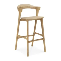 Bar Stools^Ethnicraft Beech bar stool, Lacquered oak, 75 cm Beige