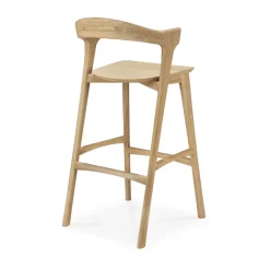 Bar Stools^Ethnicraft Beech bar stool, Lacquered oak, 75 cm Beige