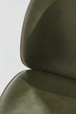 Chairs^GUBI Beetle upholstered chair walnut, Antique brass-leather army GreenBrownGold-coloured