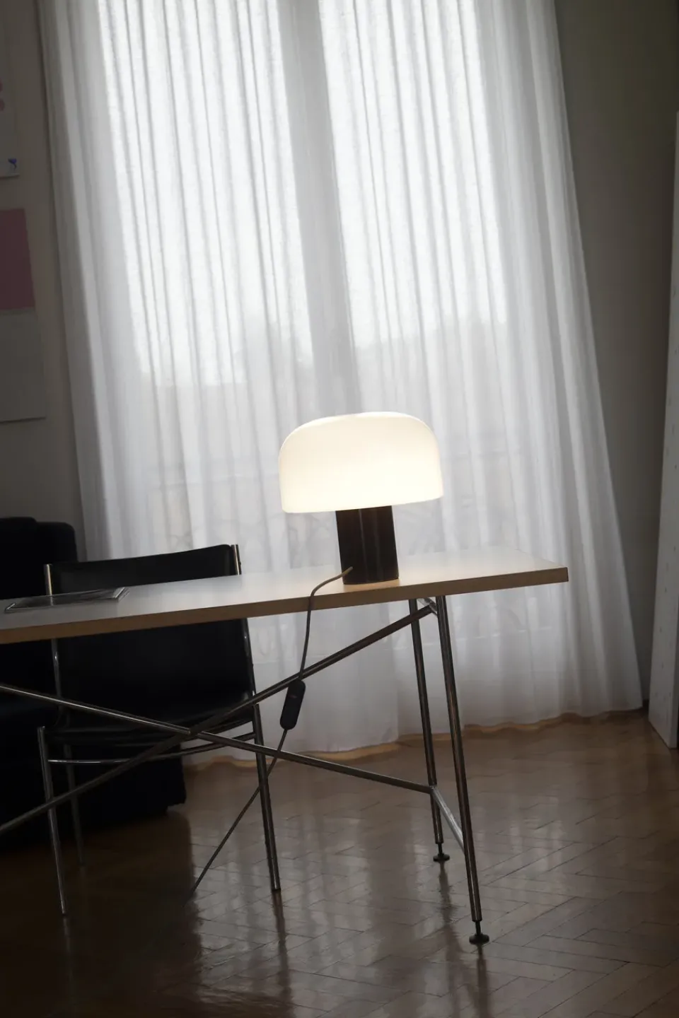 Portable Lighting^Flos Bellhop Glass T table lamp, Choko BrownWhite