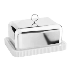 Butter Dishes^Georg Jensen Bernadotte butter dish 11.2x14.7 cm, Stainless steel Silver-coloured
