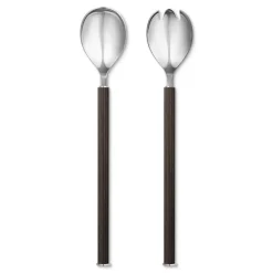 Salad Servers^Georg Jensen Bernadotte salad cutlery wooden handle, 2 pieces Silver-coloured