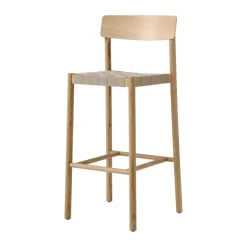 Clearance &Tradition Betty TK15 Bar Chair 75 cm, Laquered solid oak-natural linen Beige