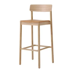 New &Tradition Betty TK17 Bar Chair 75 cm, Noble leather cognac-laquered solid oak BeigeBrown