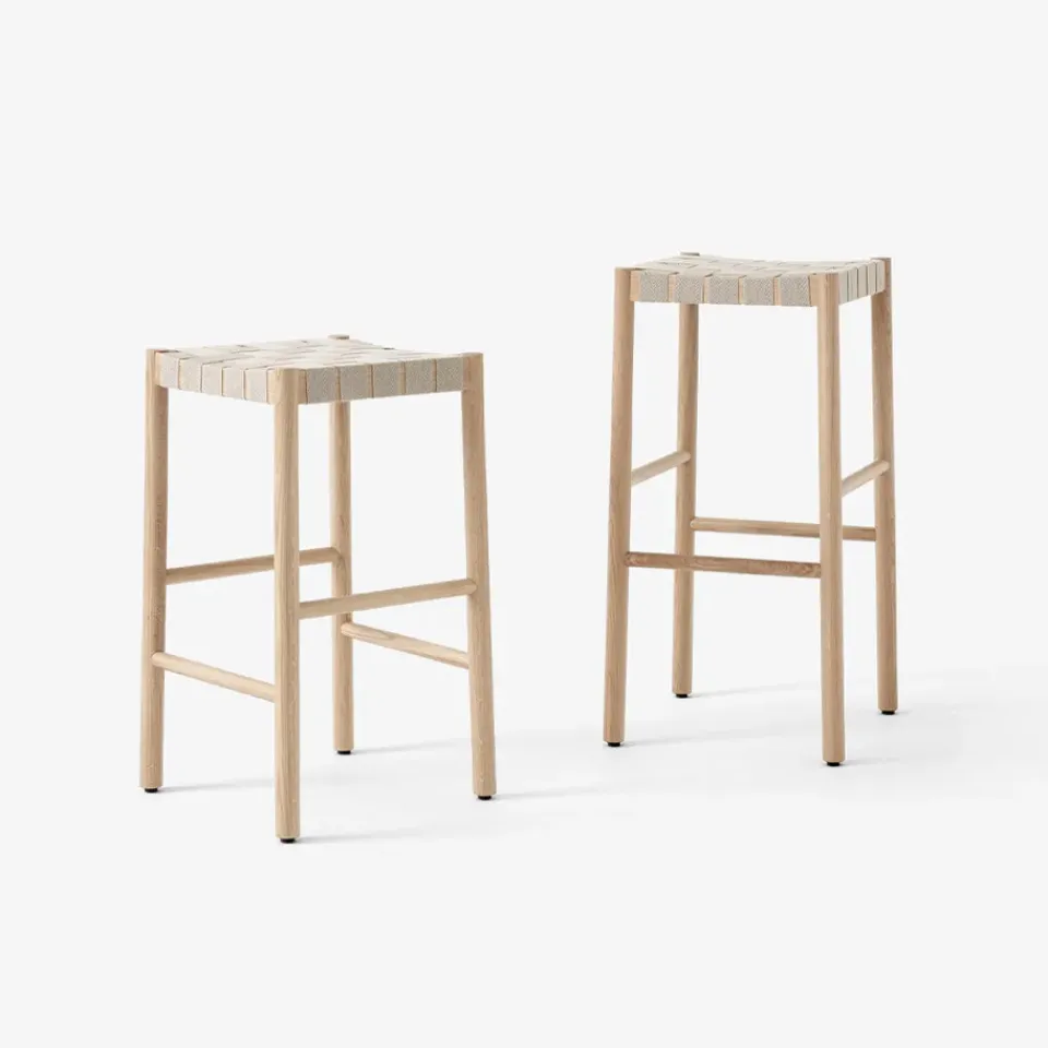 Sale &Tradition Betty TK7 barstool, Oak, natural braided linen band seat Beige