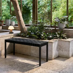 &Tradition Betty TK4 bench, . braided linen seat Black
