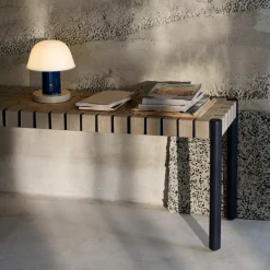&Tradition Betty TK4 bench, . braided linen seat Black