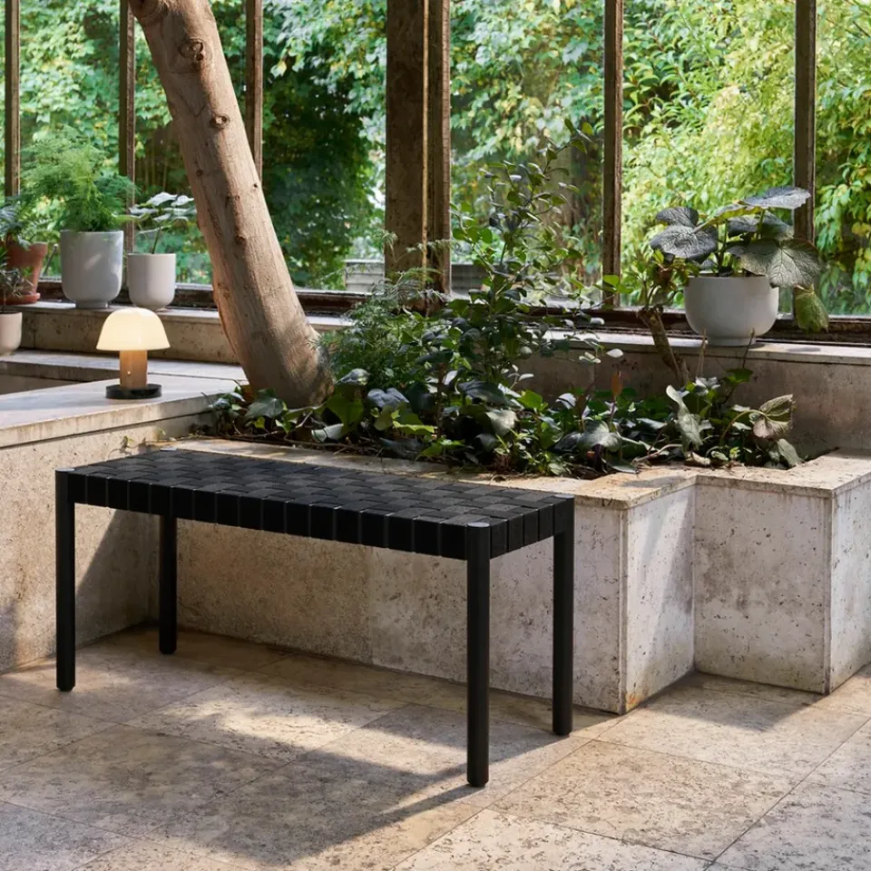Best &Tradition Betty TK4 bench, . natural braided linen seat Black