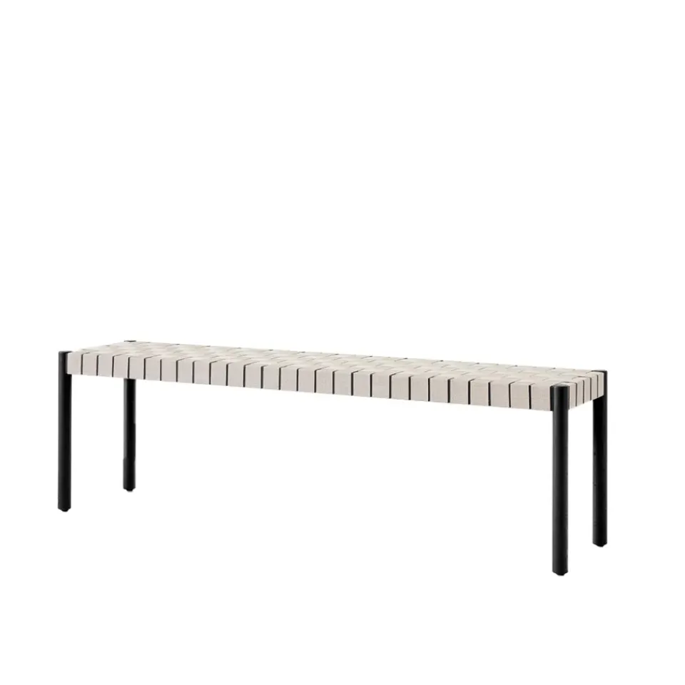 Benches^&Tradition Betty TK5 bench, . natural braided linen seat Black