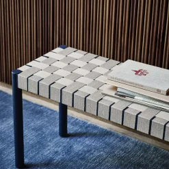 Benches^&Tradition Betty TK5 bench, . natural braided linen seat Black