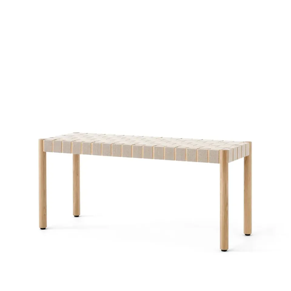 Outlet &Tradition Betty TK4 bench, Oak. natural braided linen seat Beige