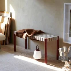 Outlet &Tradition Betty TK4 bench, Oak. natural braided linen seat Beige