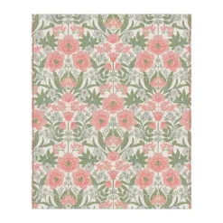 Cotton Blankets & Throws^Ekelund Linneväveri Bettys tulpaner blanket 140x170 cm, Pink-green PinkGreen