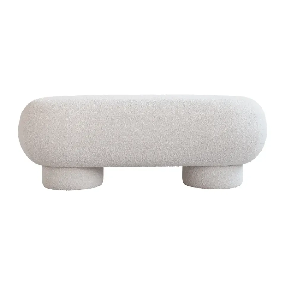 Benches^101 Copenhagen Big Foot petit bench 120x44 cm, Bouclé White