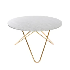 Dining Tables^OX Denmarq Big O Table dining table, Marble carrara. brass stand White