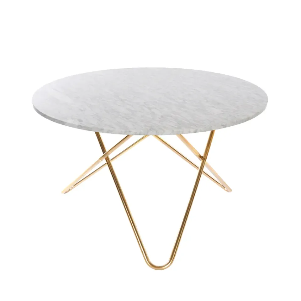 Dining Tables^OX Denmarq Big O Table dining table, Marble carrara. brass stand White