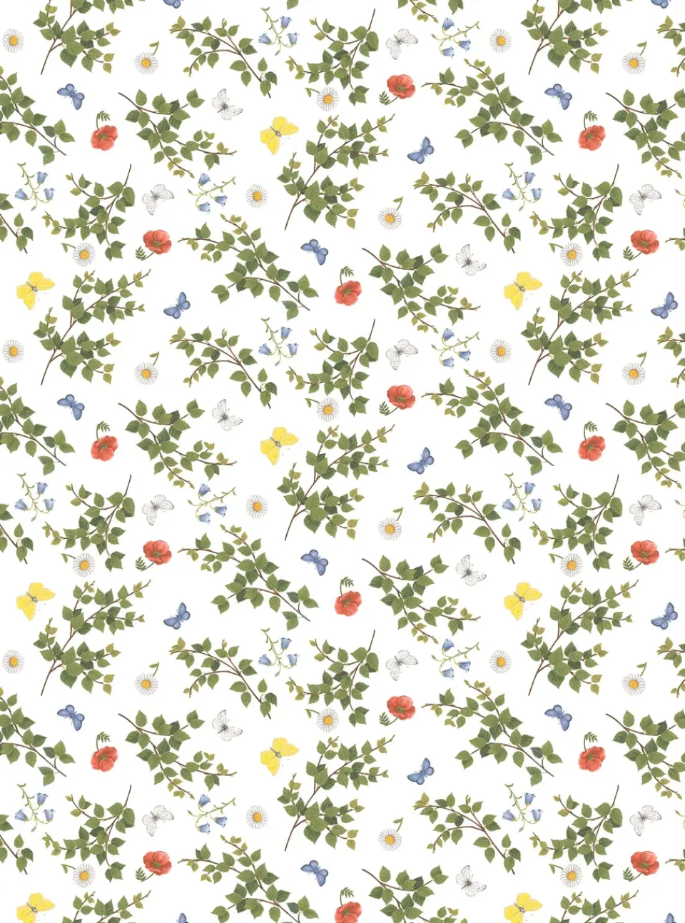 Fabric By The Metre^Arvidssons Textil birchäng fabric, Green-multi GreenMulti