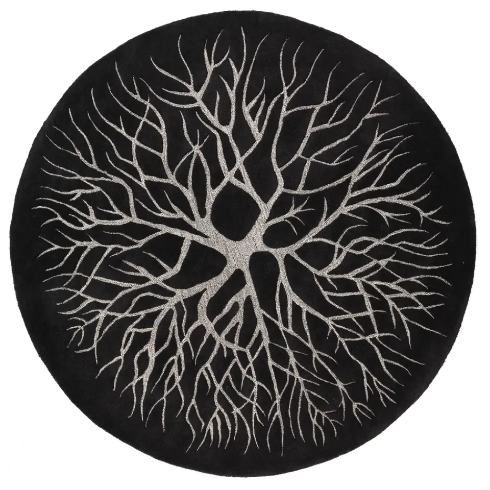 Round Rugs^Kateha Birds nest hand woven rug Ø 220 cm, Charcoal Grey