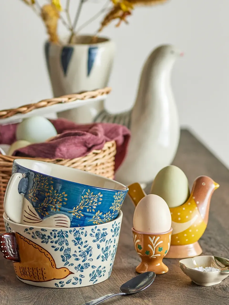 Egg Cups^Bloomingville Birdy egg cup 2-pack, -yellow Blue