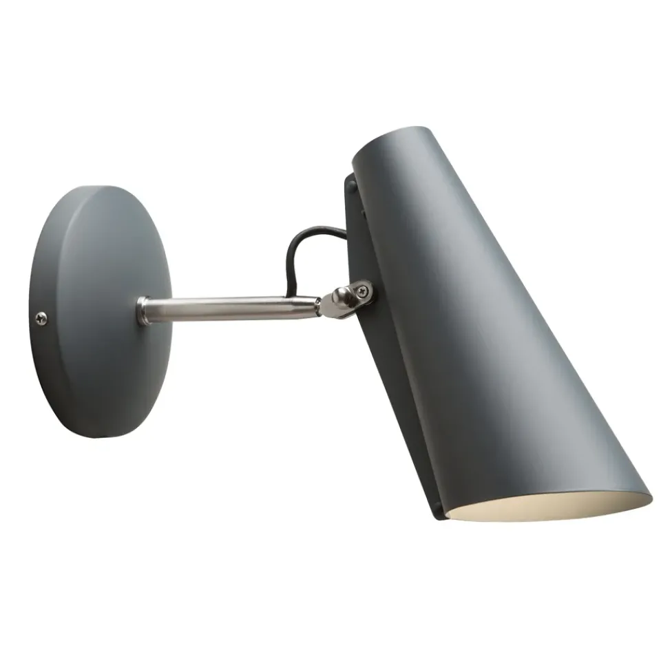 Outlet Northern Birdy wall lamp short, Matte grey GreySilver-coloured