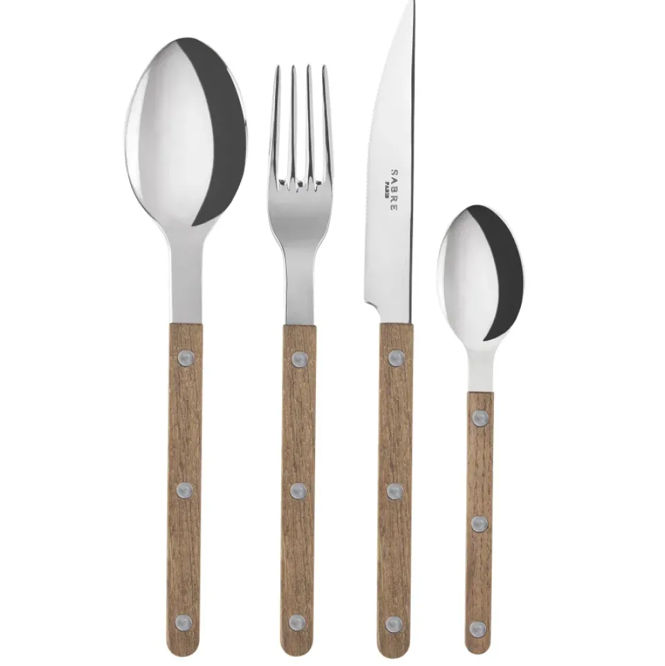 Best SABRE Paris Bistrot cutlery 24 pcs, teak wood Brown