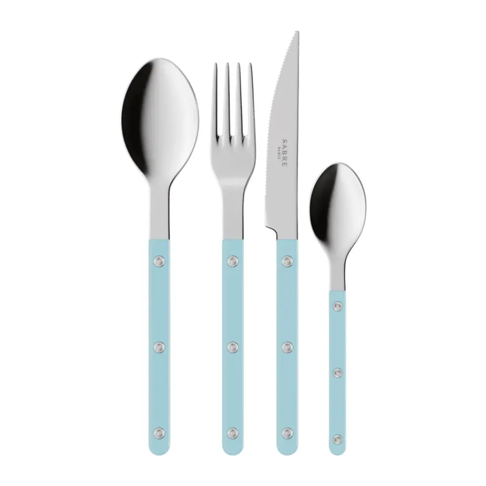 Best SABRE Paris Bistrot solid cutlery set 4 pieces, Pastel Blue