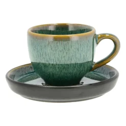 Glögg & Mulled Wine Mugs|Espresso Cups^Bitz espresso cup with saucer 7 cl, Green-black Multi